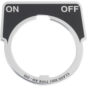 Schneider Electric 9001 Legend plate; "ON-OFF"; aluminum; 40x43mm w/ ring; black